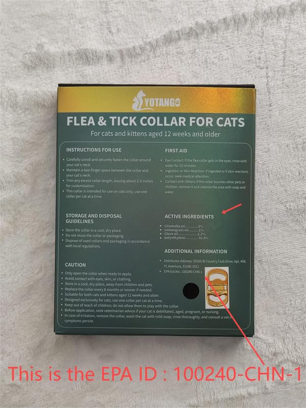 Closeup of YOTANGO flea collar curved clasp securing fit on cat.