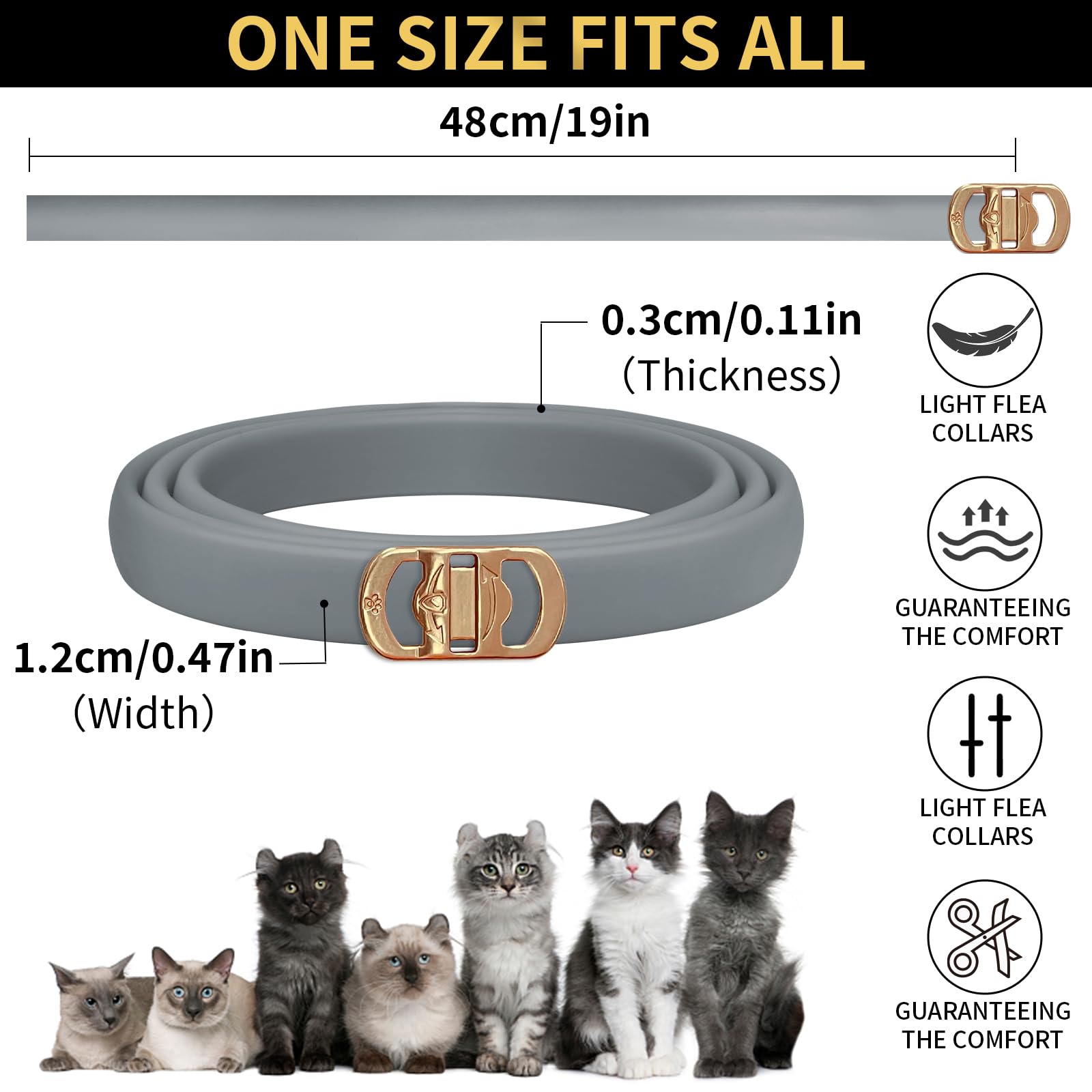 Soft rubber texture of YOTANGO flea collar emphasizes gentle touch.