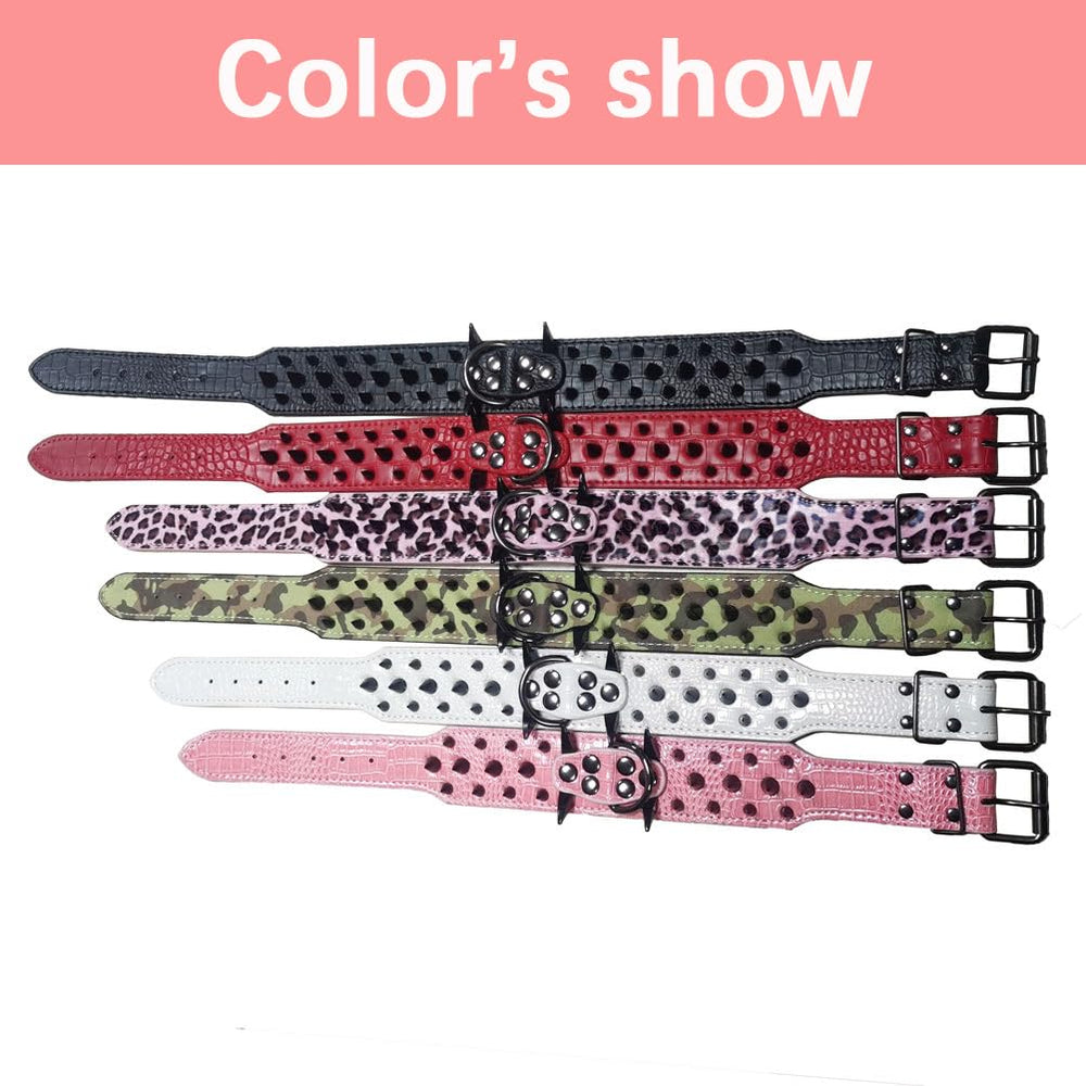 YOUALSO spiked dog collar buckle detail — safety buckle ensures a secure, adjustable fit.