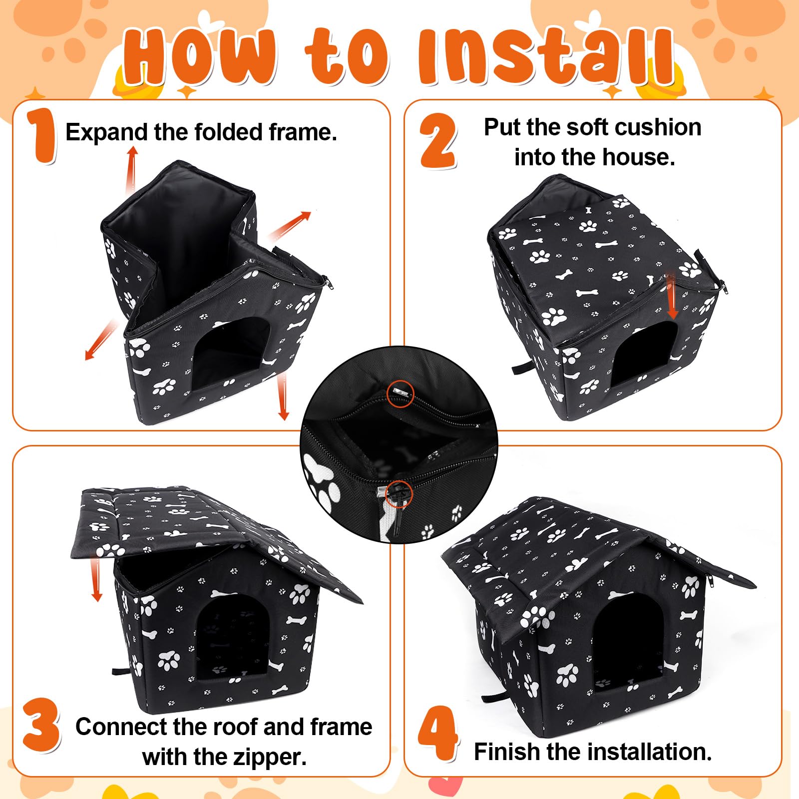 Youdaju easy-assemble cat house folds without tools for quick setup
