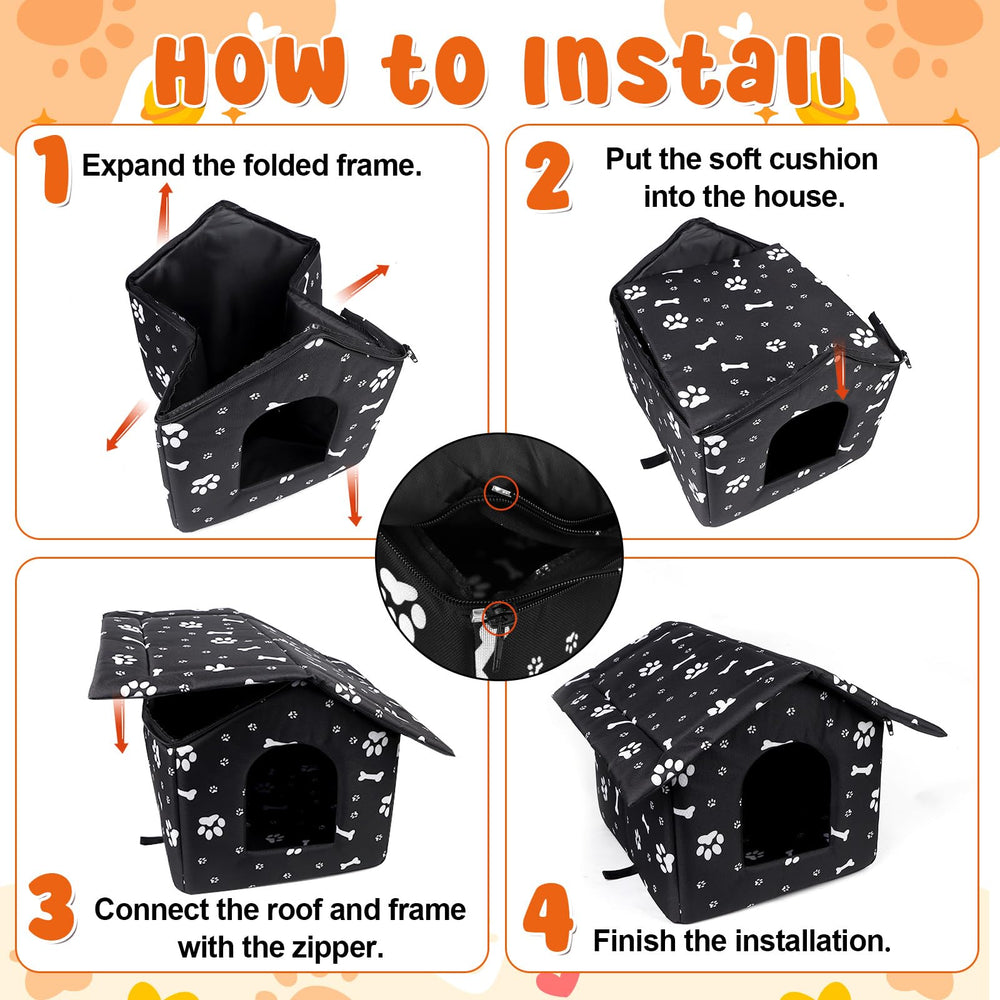 Youdaju easy-assemble cat house folds without tools for quick setup