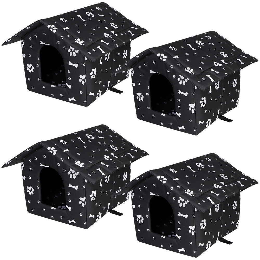 Youdaju outdoor cat house front view in black shows weatherproof shelter