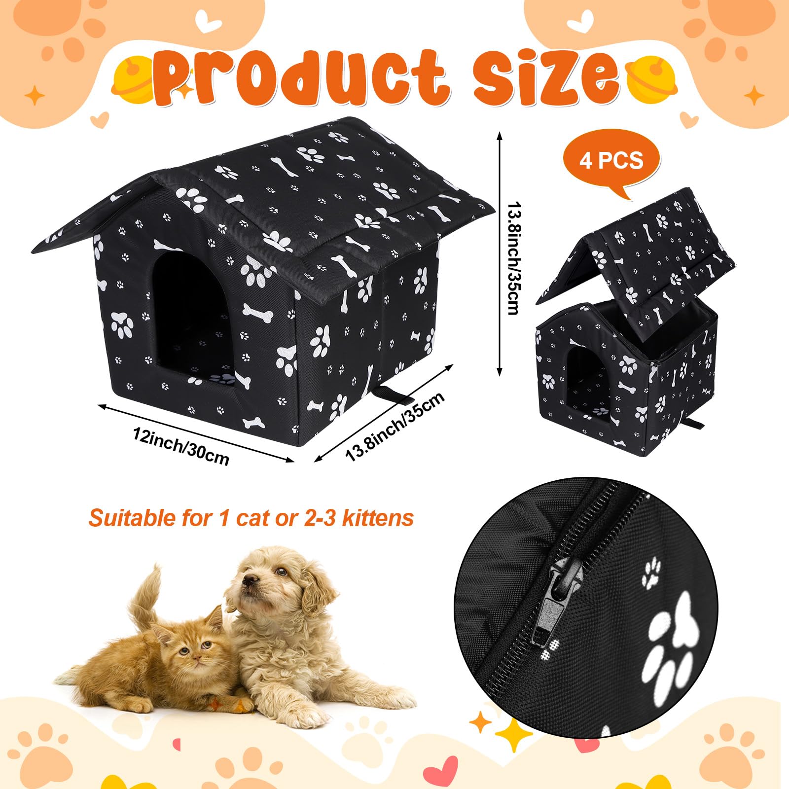 Youdaju outdoor cat house side view emphasizes durable PVC-coated fabric protection