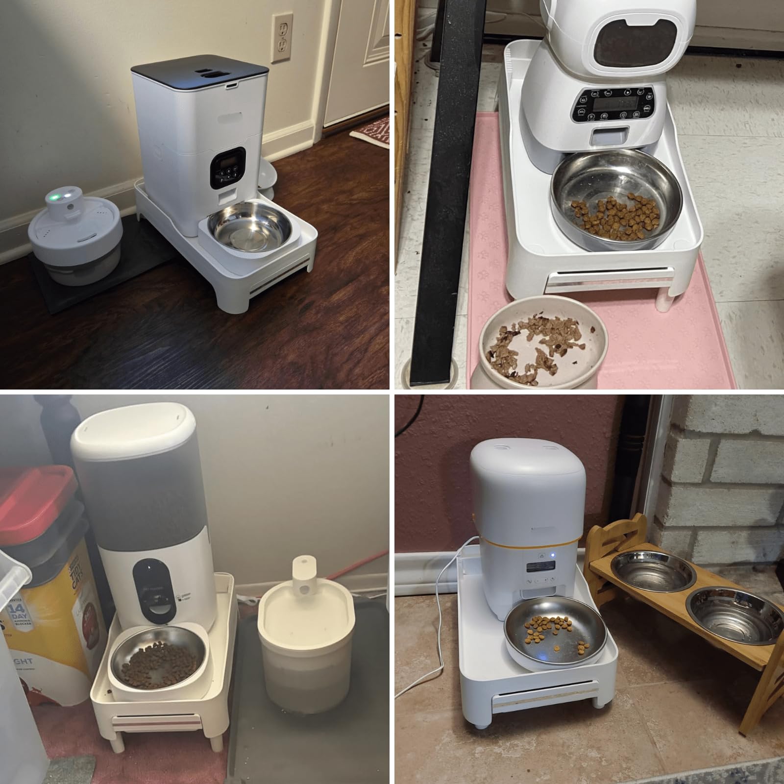 Youeon raised pet feeder stand compatibility graphics demonstrate feeder fit