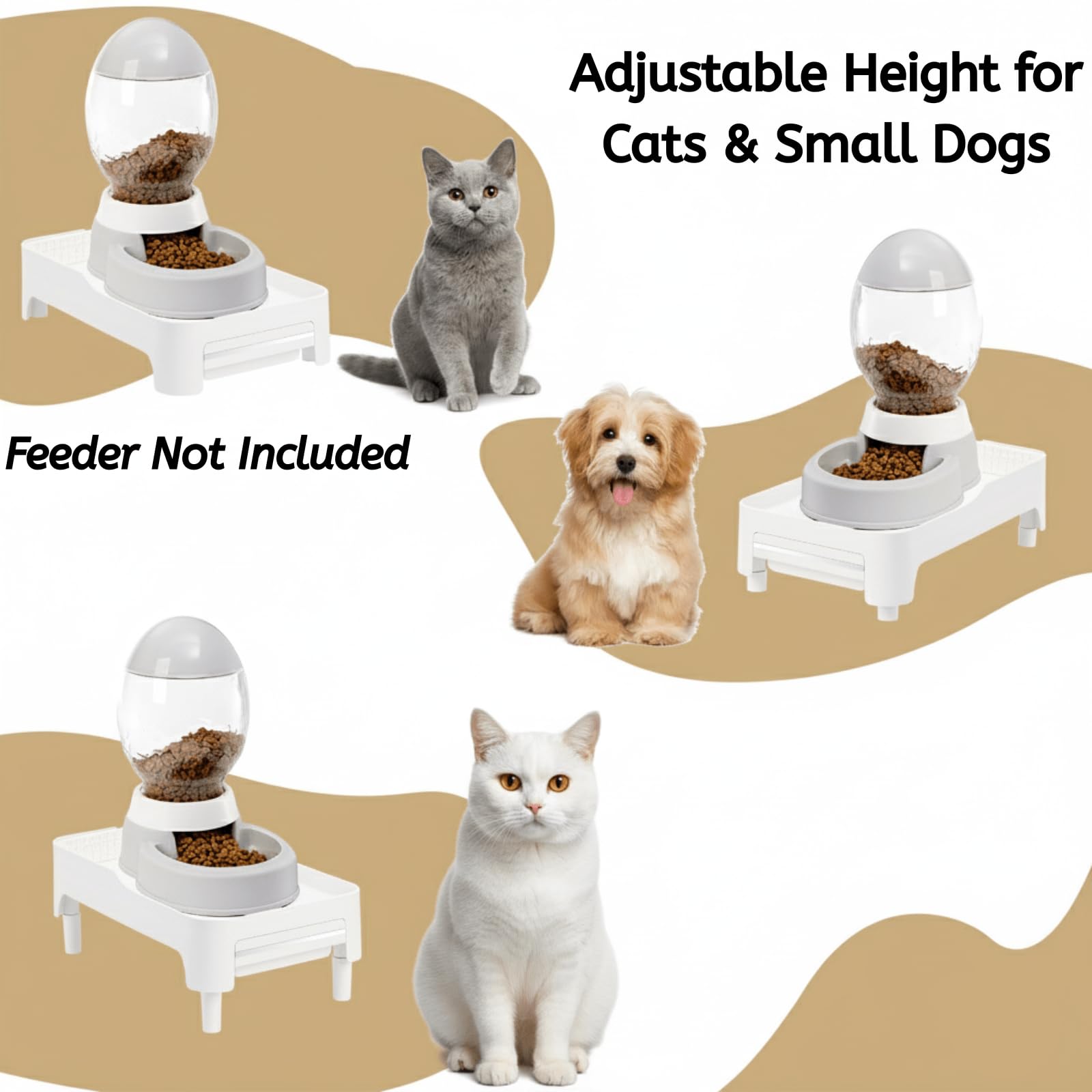 Youeon raised pet feeder stand drawer open demonstrates built-in snack storage