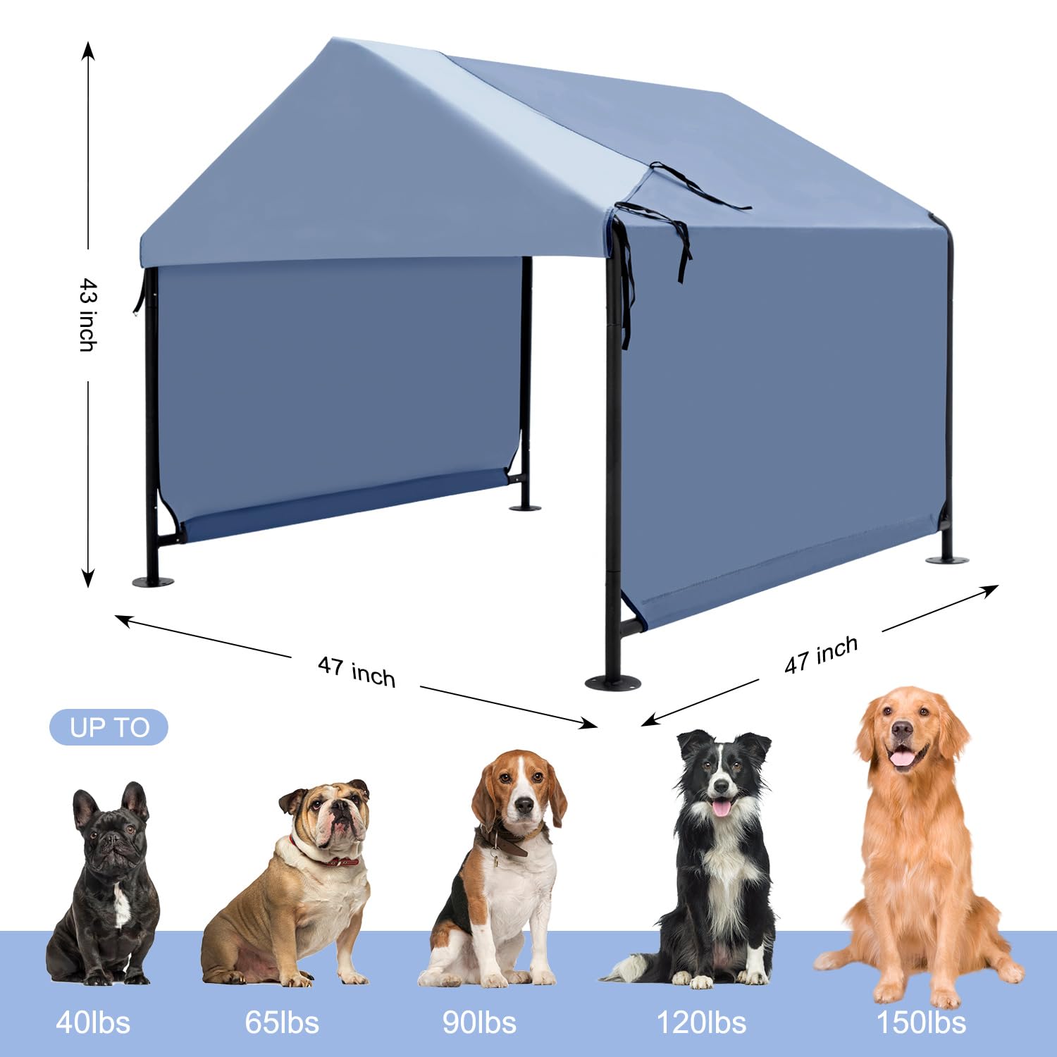 YOUGYM XLarge canopy roof provides shade and UV protection for pets