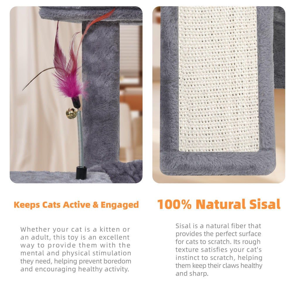 YOUPETSER cat-tree sisal scratching-board durable material safeguards furniture while satisfying claws.