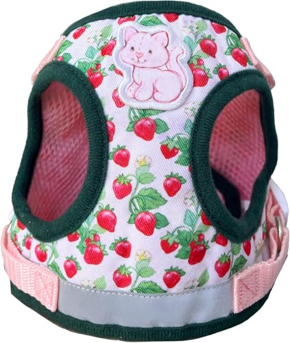 Your Cat Backpack Strawberry Shortcake Harness mesh fabric in action during a park stroll.