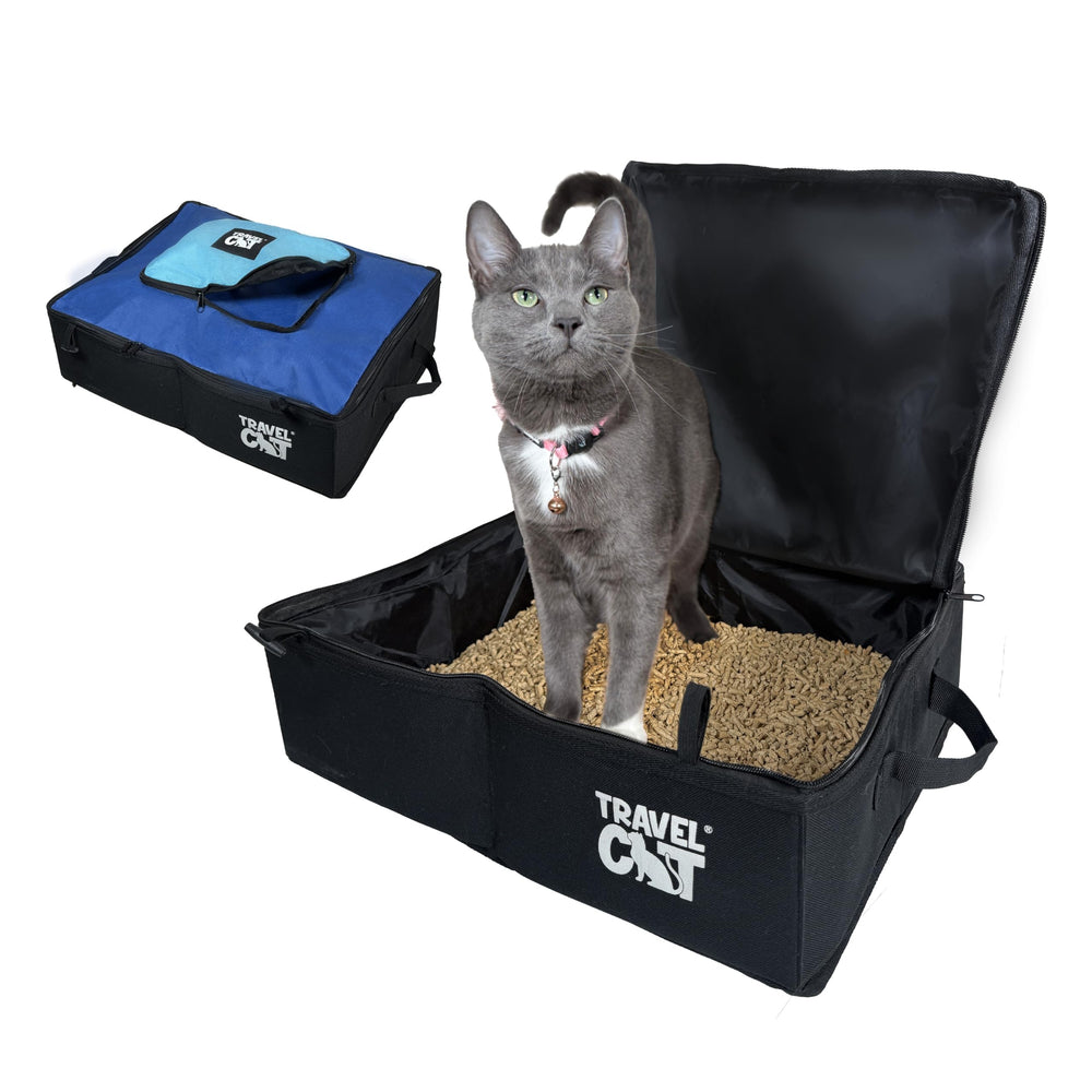 Your Cat Backpack folded travel litter box for compact on-the-go storage.
