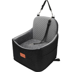 Youvee dog booster seat front view shows elevated comfort for small dogs during rides.