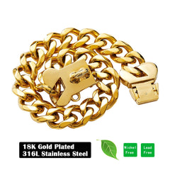 Yowity 18K gold-plated stainless steel collar gleams under light for a bold, stylish look.