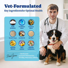 YoYoBay Probiotics bottle label shows turkey and pumpkin flavor for dogs