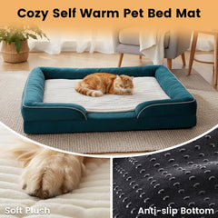YQLKYMLO corduroy fleece bed in cream offers soft calming nap surface.