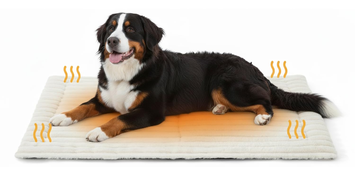 YQLKYMLO self warming dog bed mat in cream keeps pets cozy without electricity.