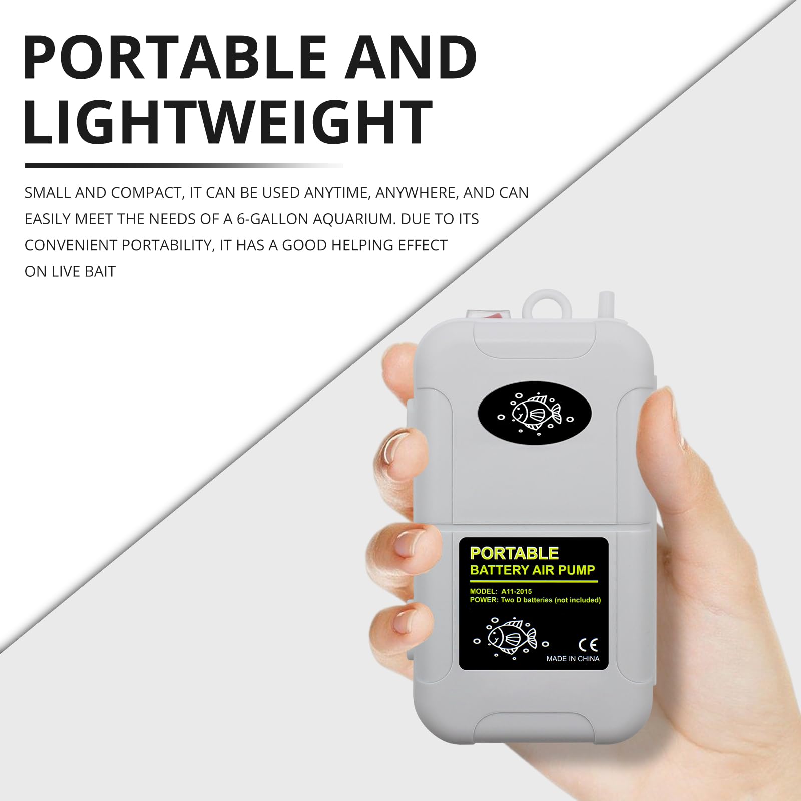 YQMIGU portable battery air pump for bait bucket with long runtime