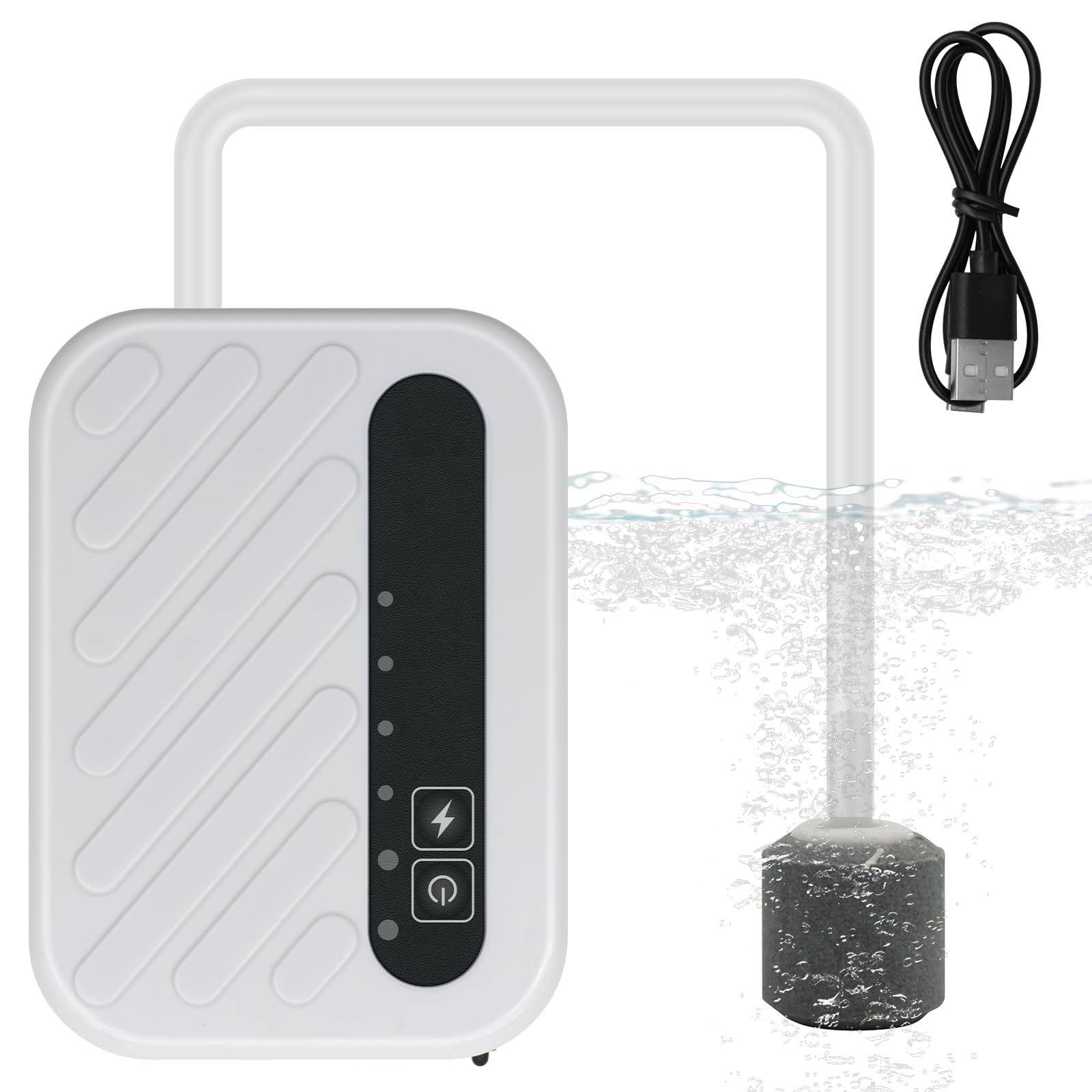 YQMIGU rechargeable aerator front view shows compact, portable design for fishing trips