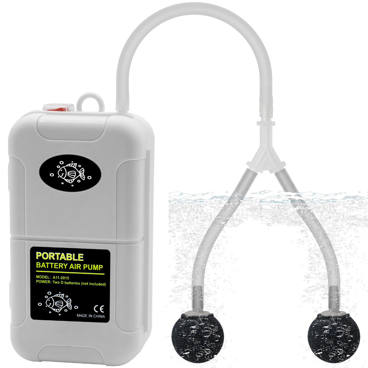 YQMIGU small aerator in a 6-gallon bucket delivering steady bubbles for live bait