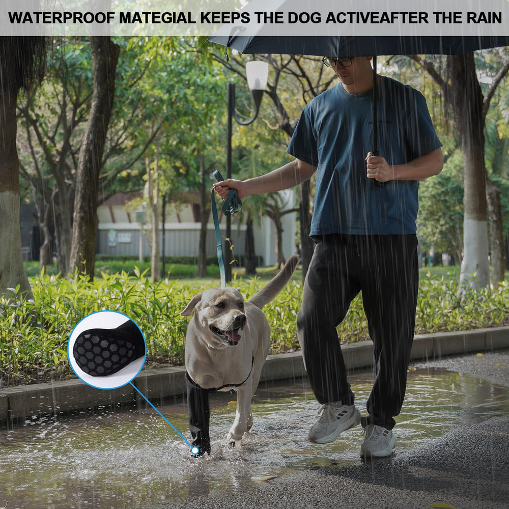 yrenoer Dog Recovery Socks waterproof material closeup highlights durable paw protection for wet days.