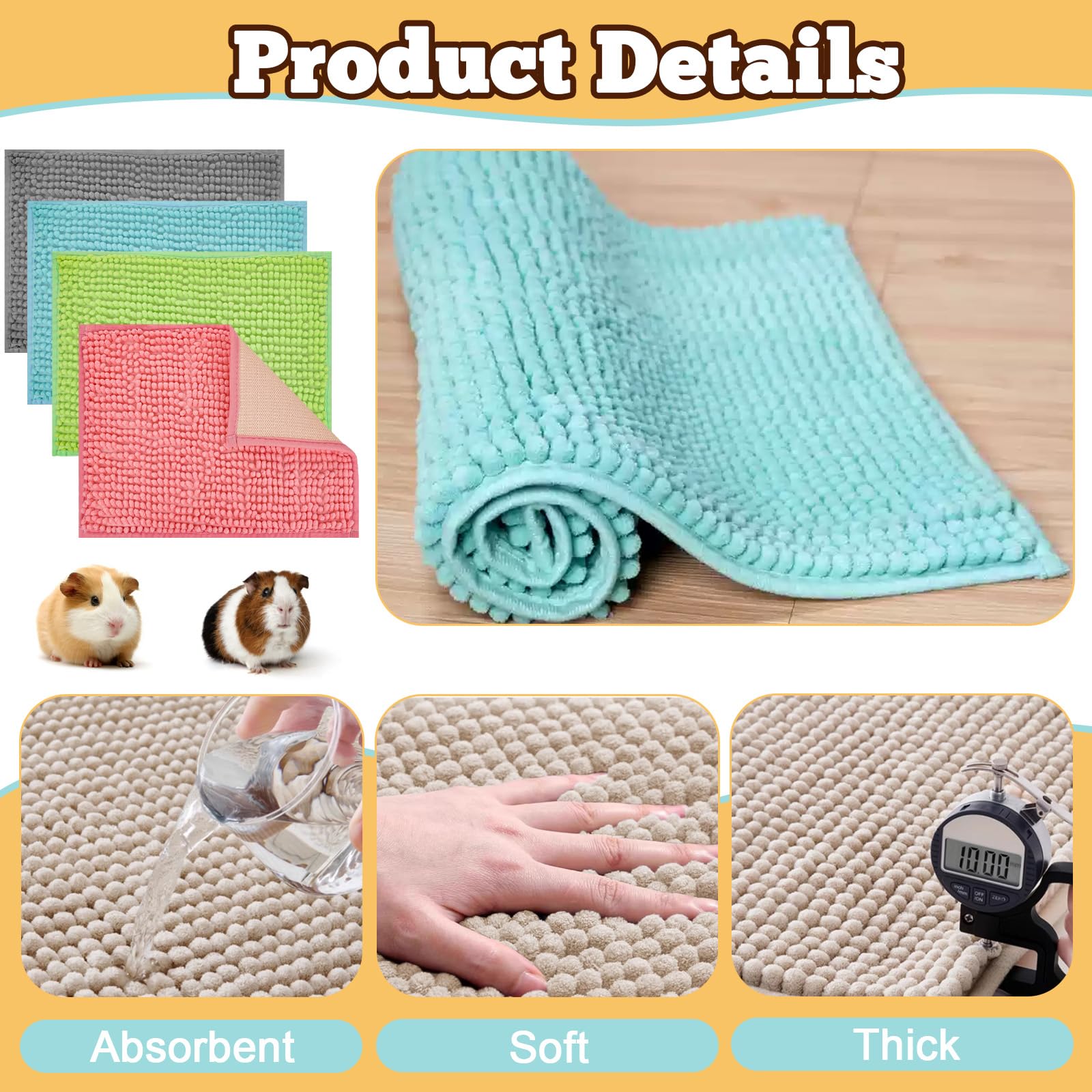 Ysglory guinea pig cage liner blue keeps activity areas clean and dry.