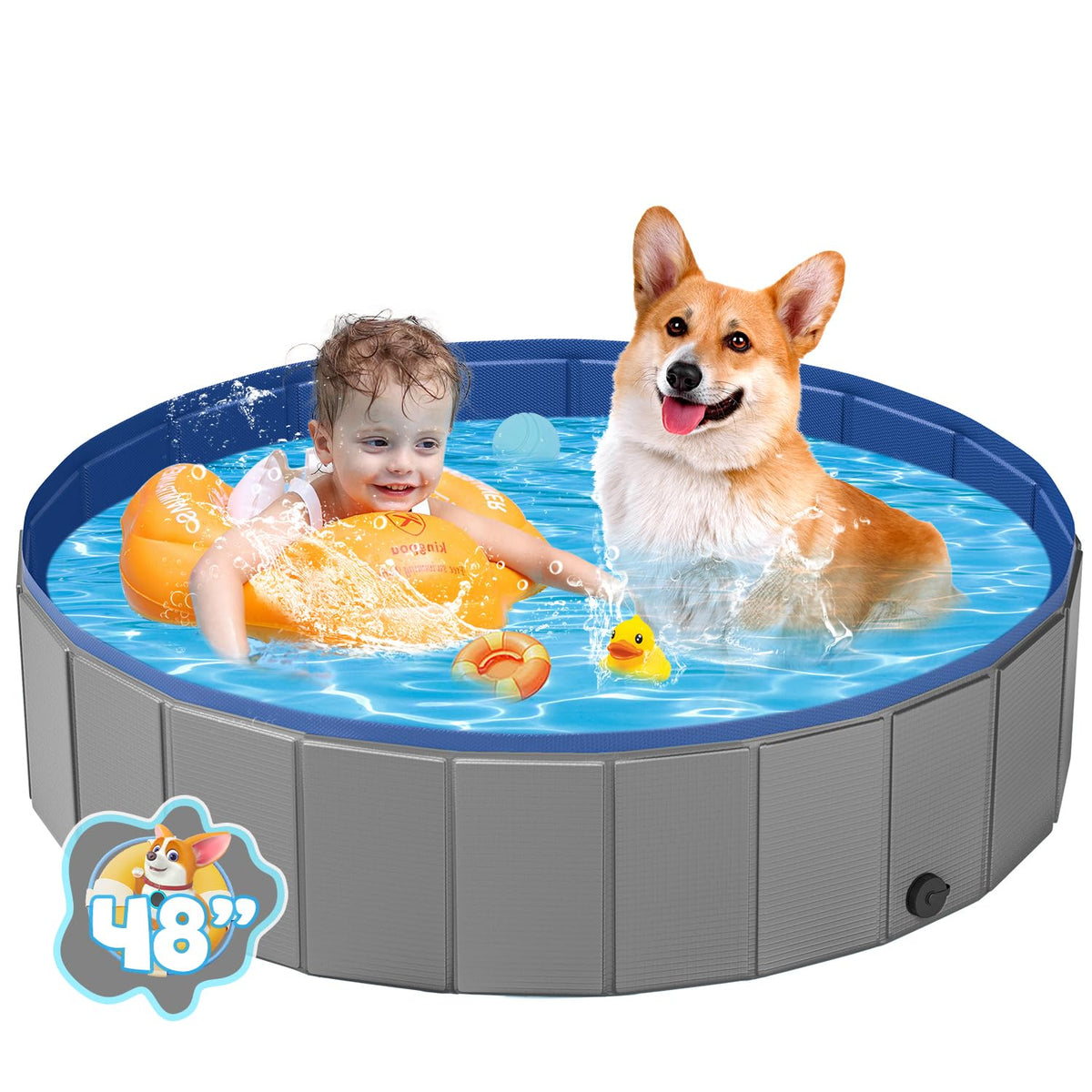 YSJILIDE dog pool collapsible-assembled for safe cooling after outdoor play.
