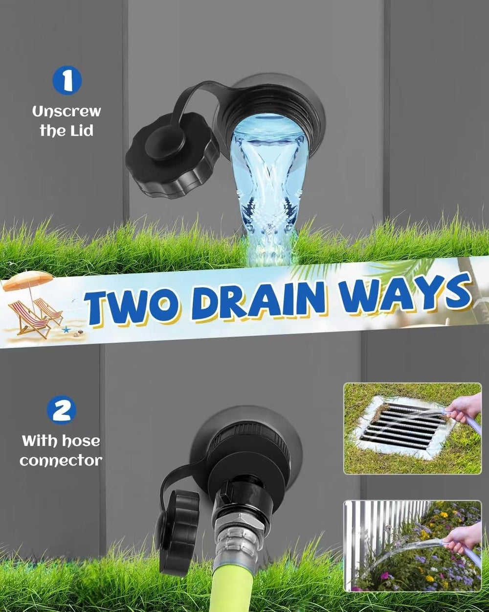 YSJILIDE dog-pool-quick-drain-valve enables quick cleanup after splash sessions.