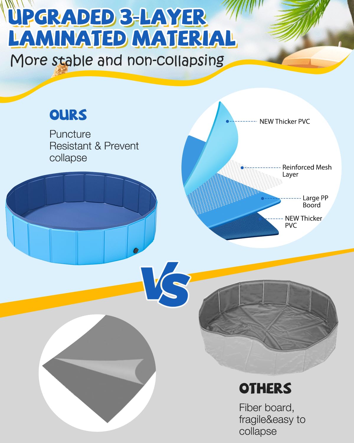YSJILIDE foldable pool collapses easily for compact storage after outdoor fun.