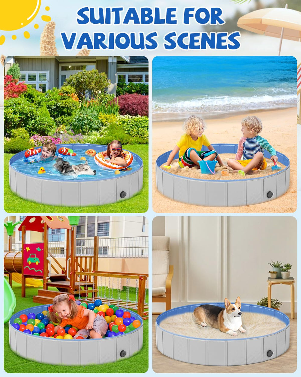 YSJILIDE outdoor dog pool ready for summer water play.