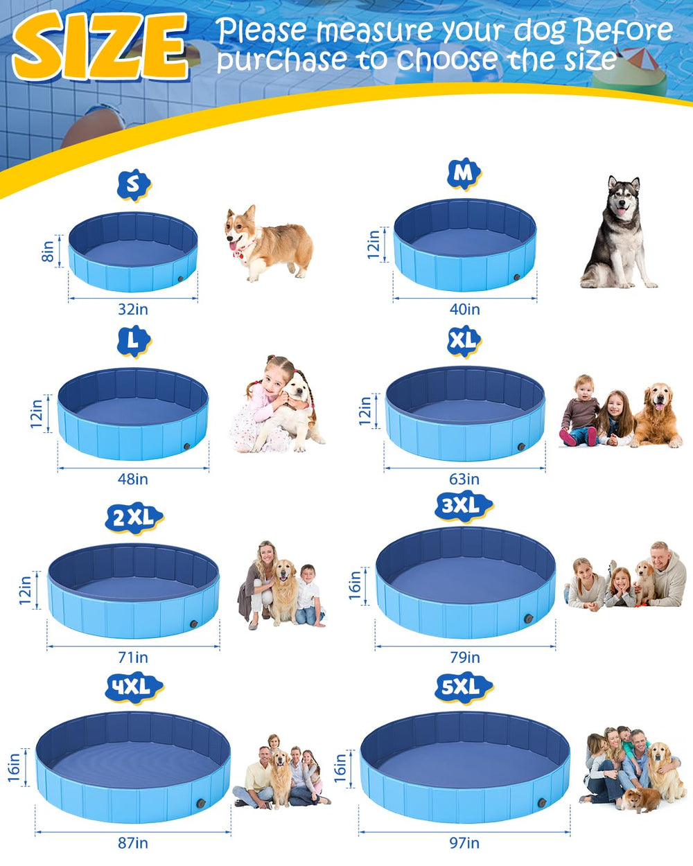 YSJILIDE dog pool blue folded compact for travel and storage