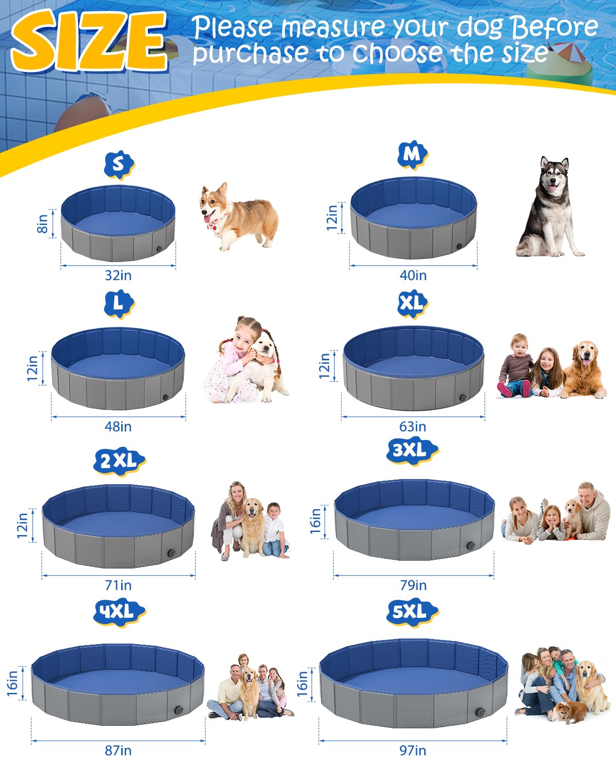 YSJILIDE portable dog pool durable PVC construction for puncture resistance during outdoor use.