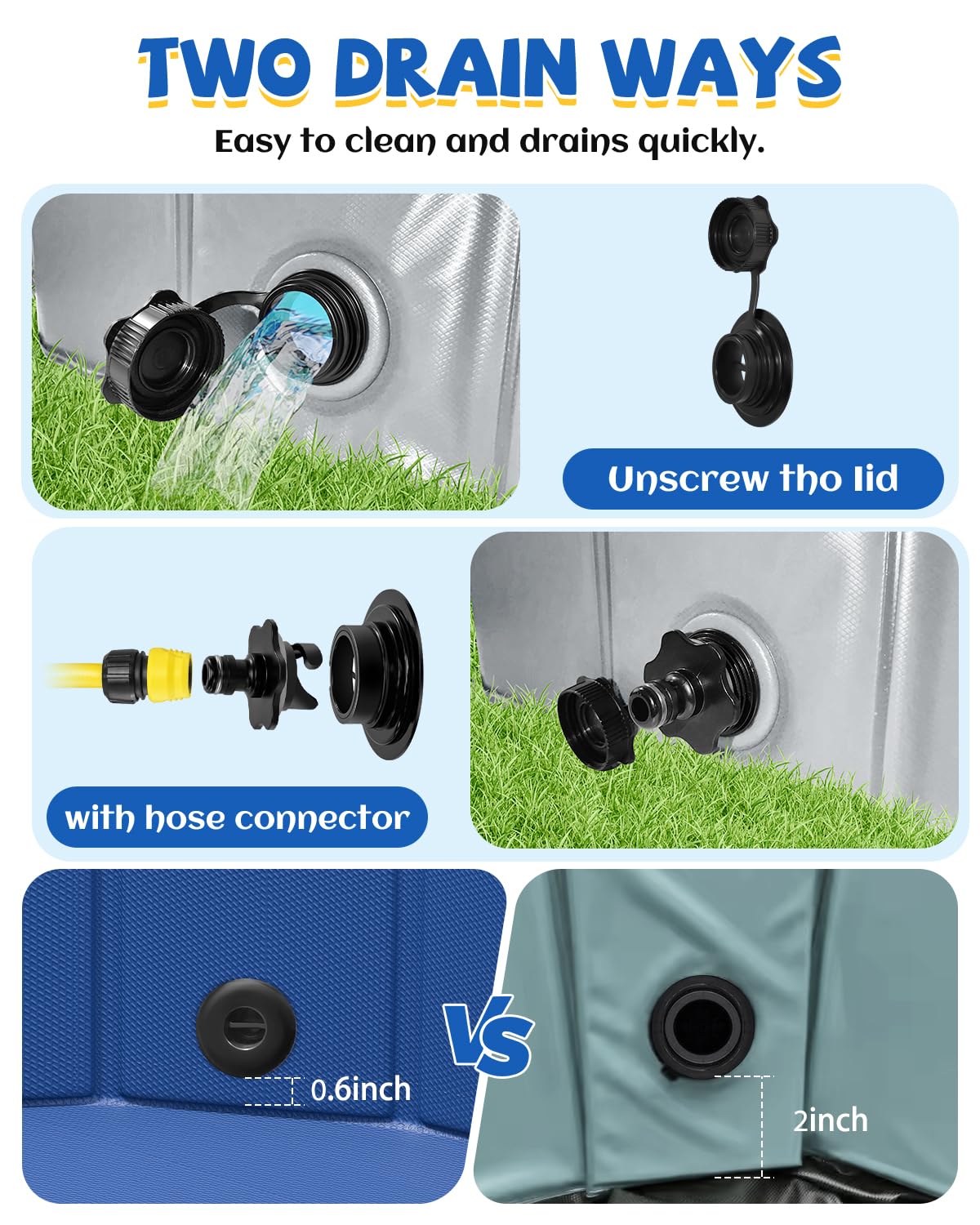 YSJILIDE portable dog pool soft bottom cushions playful baths on hard ground.