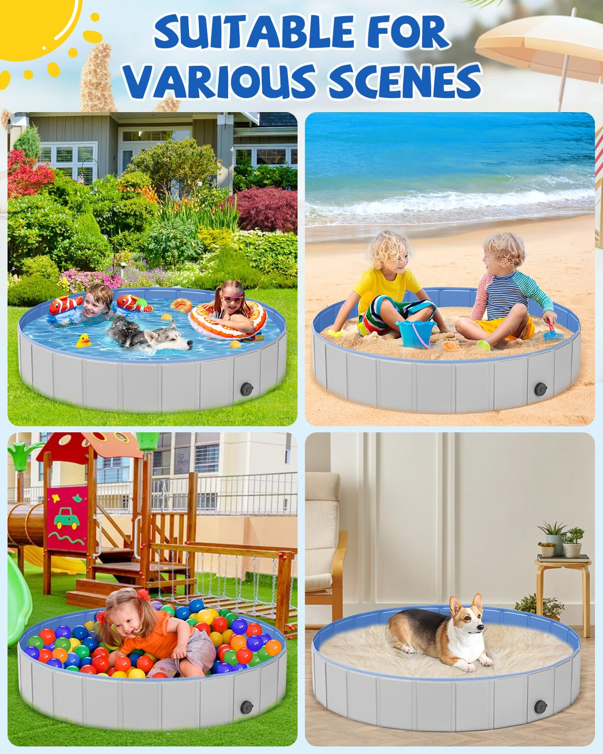 YSJILIDE portable dog pool XL material close-up; puncture-resistant and soft bottom.
