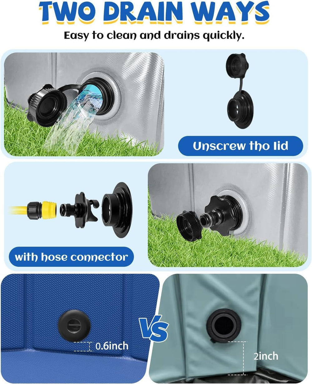 YSJILIDE PVC dog pool side view showing sturdy walls