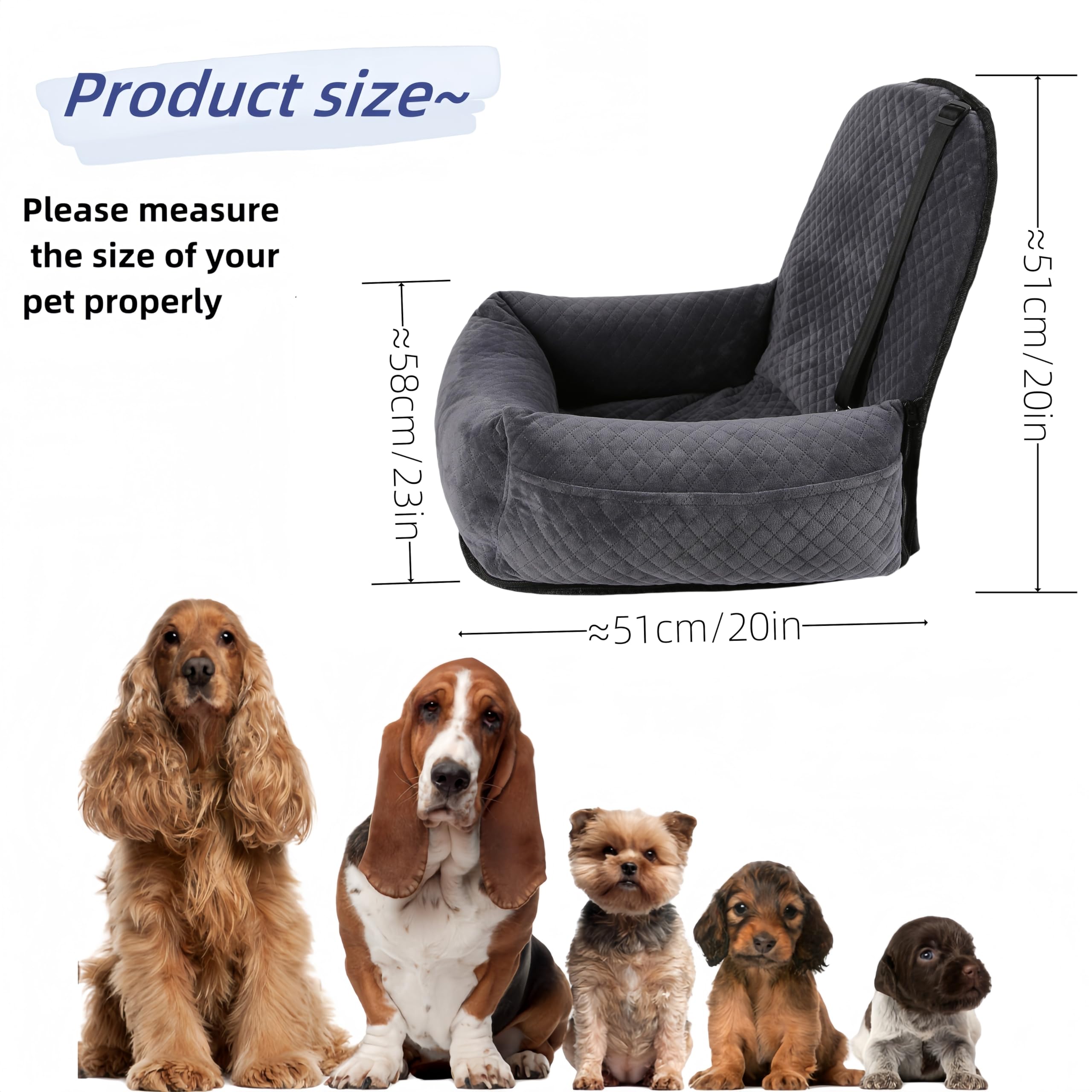 YSYFHG Booster Seat built-in harness ensures secure rides for small to medium dogs.