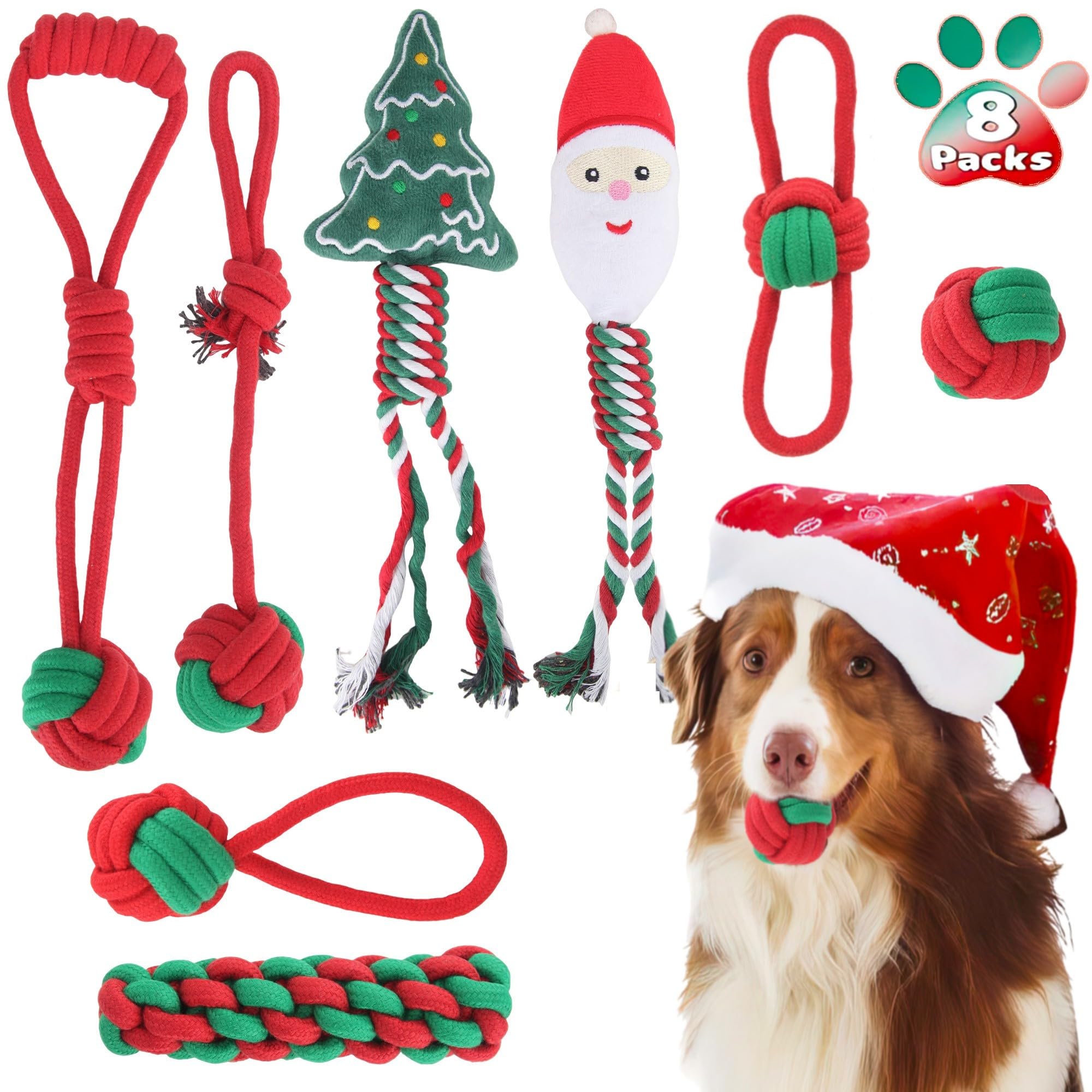 Yteseery Christmas Santa squeak rope toy for interactive festive play