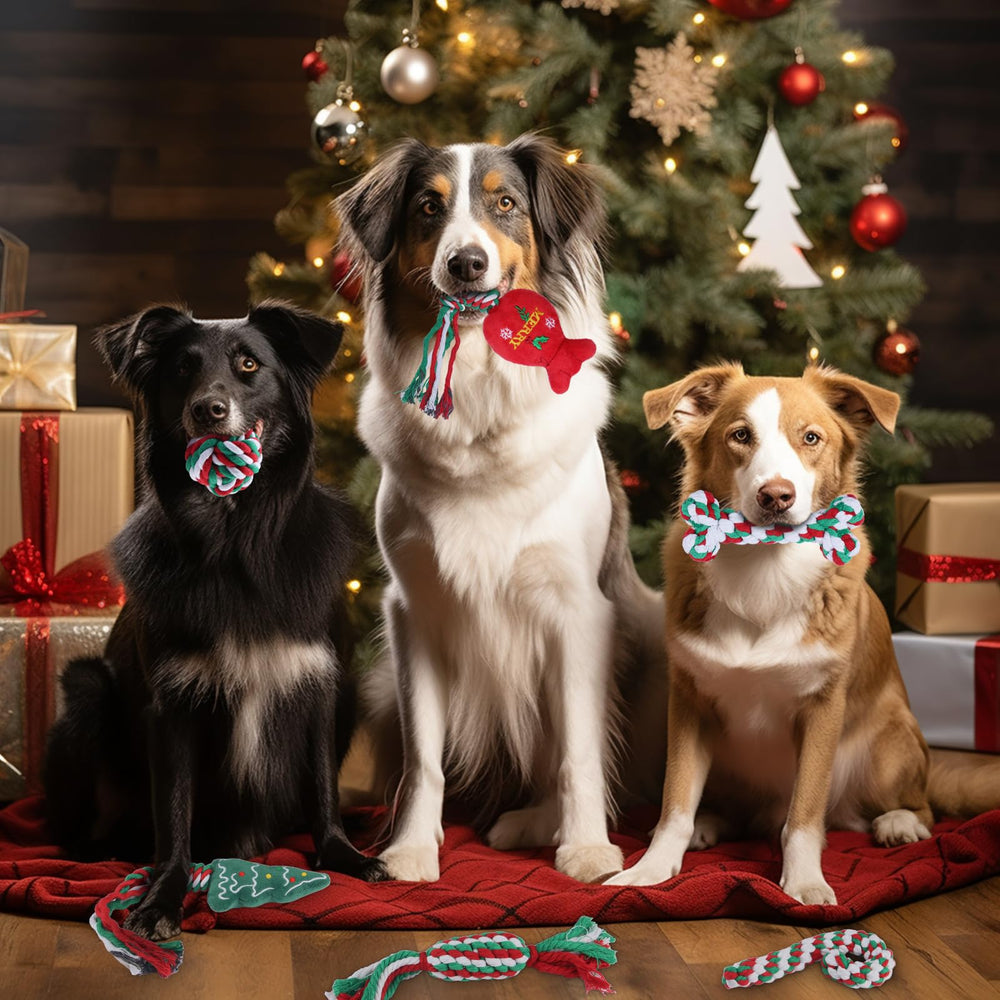 Yteseery Christmas tree squeaky toy promotes interactive play and engages a dog's senses.