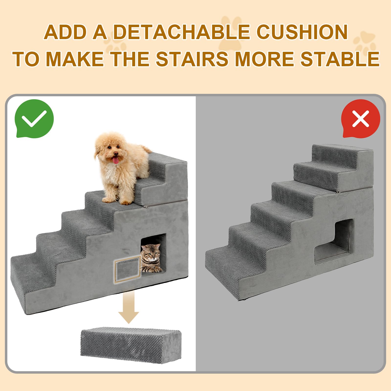 YU YUSING dog stairs folded into pet bed for compact storage