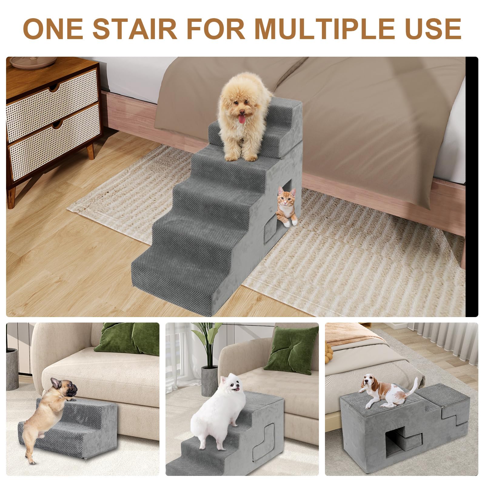 YU YUSING dog stairs removable washable cover simplifies cleaning