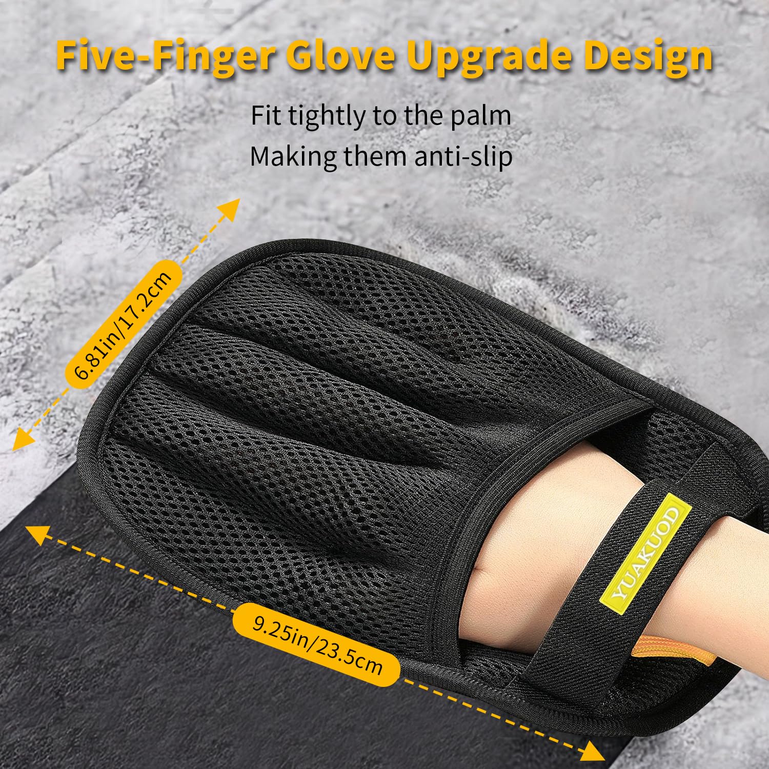 YUAKUOD glove five-finger design ensures secure grip during grooming