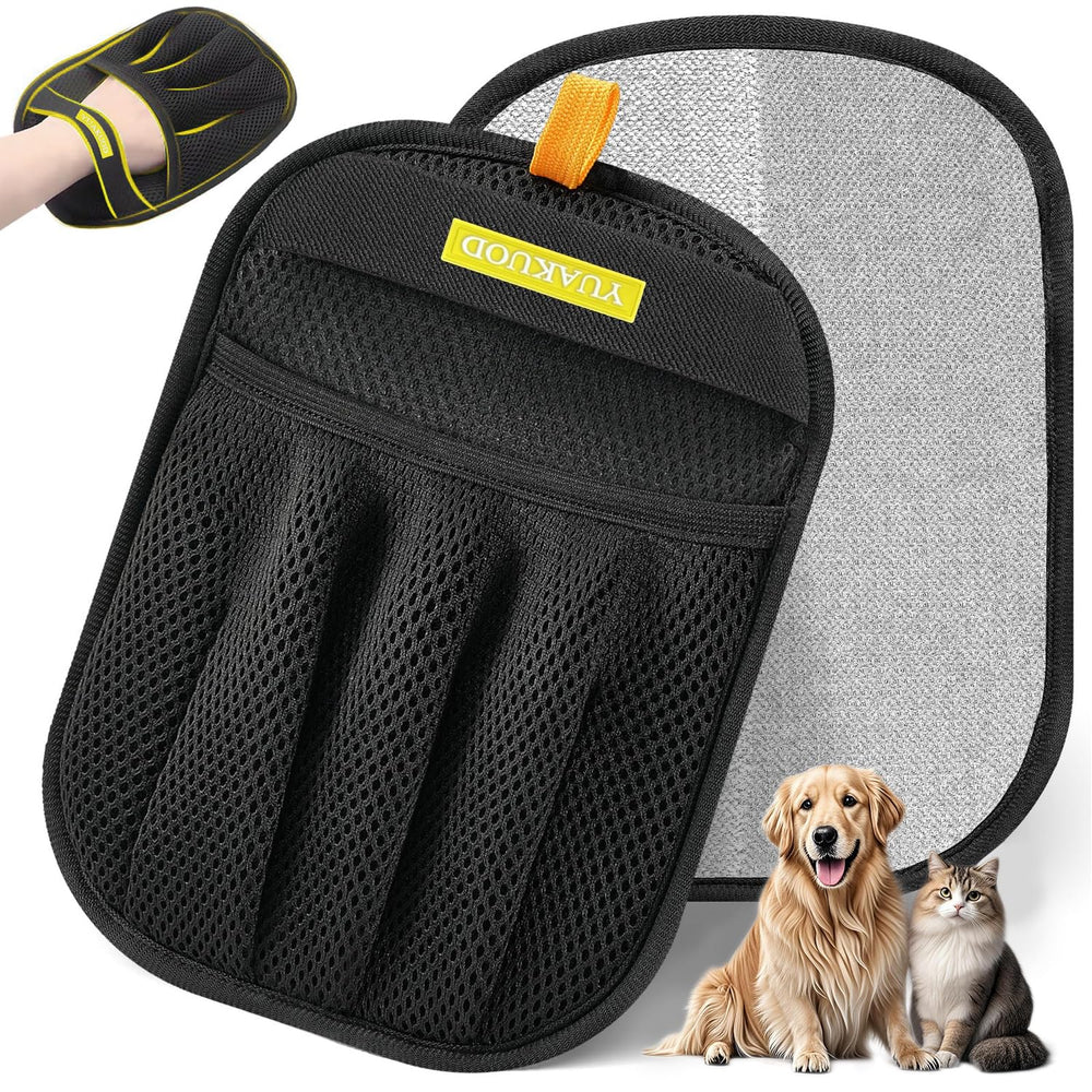 YUAKUOD pet hair removal glove front view for quick, broad hair cleanup