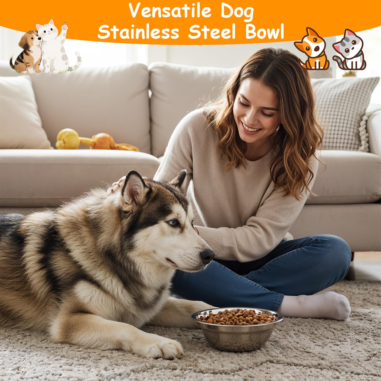 Yuanan thickened stainless steel bowls shown from top view for durability