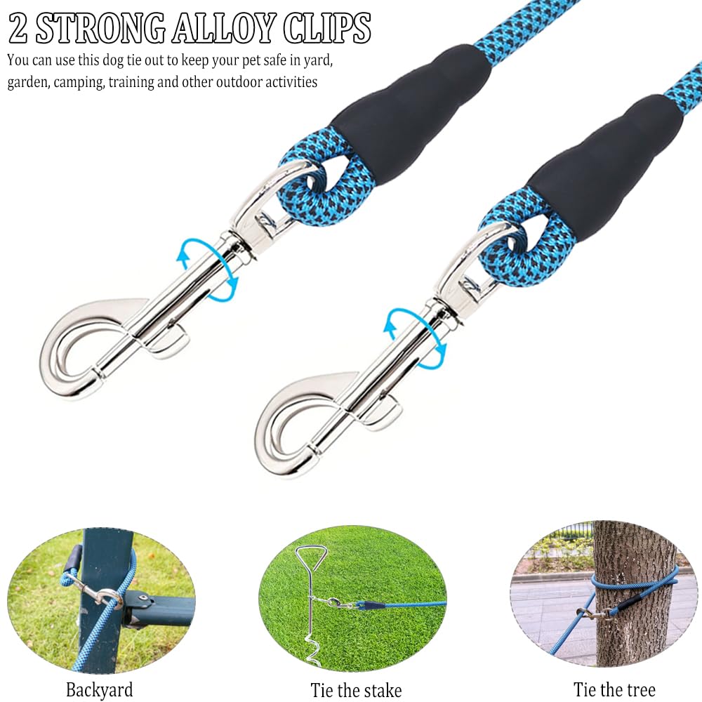 YUCFOREN dog tether heavy-duty clasps at both ends for secure tie-outs