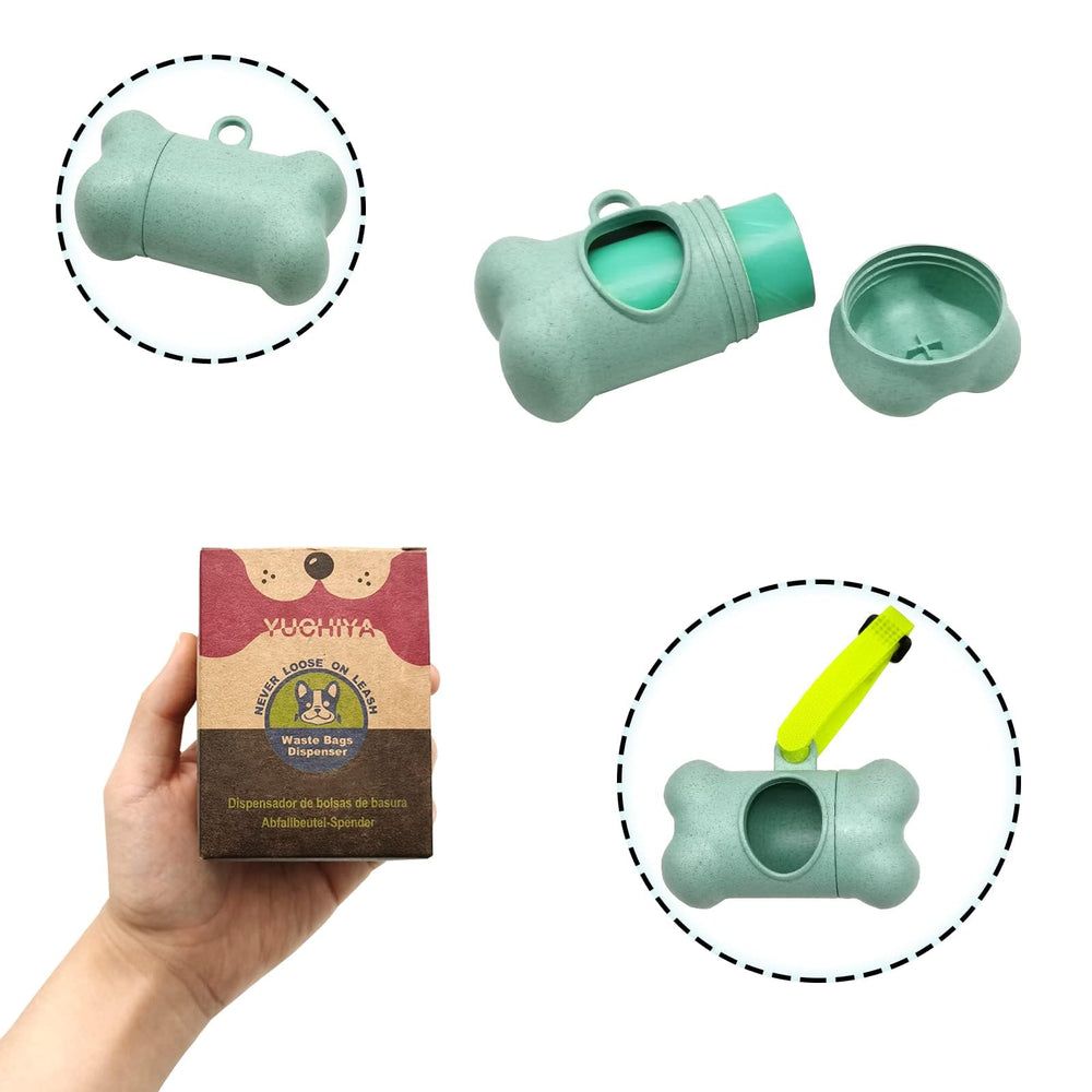 YUCHIYA dog poop dispenser blue front view showing easy bag exit