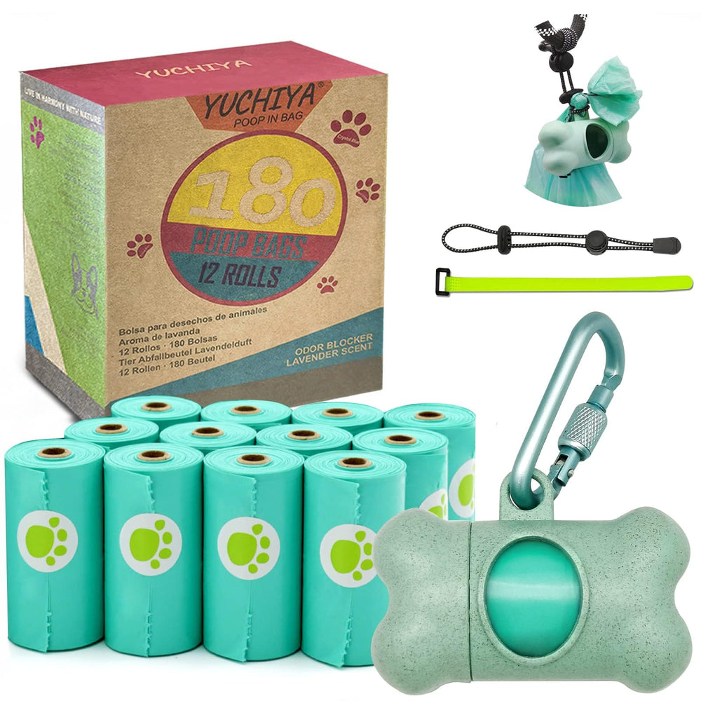 YUCHIYA dog poop dispenser blue side view for quick bag access during walks