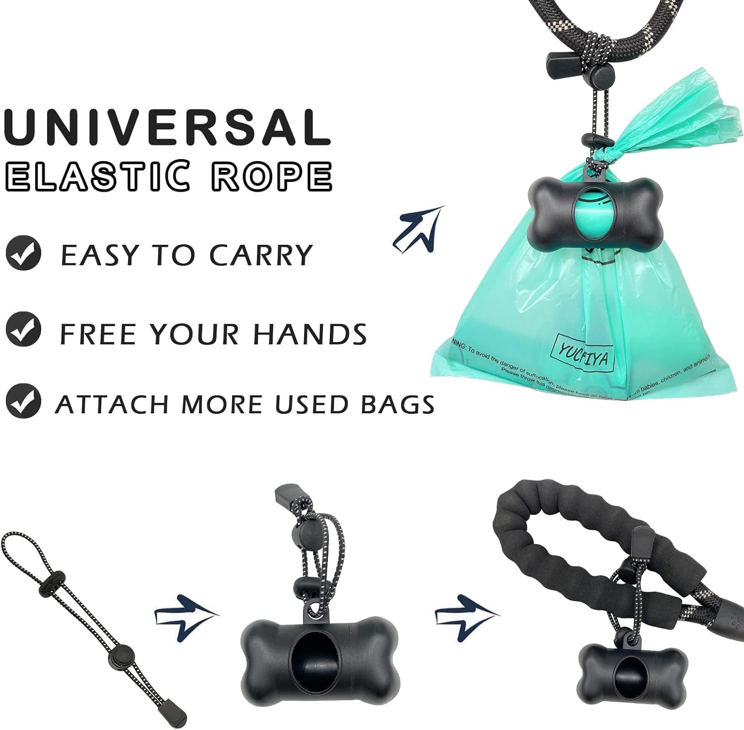 YUCHIYA dog poop bag dispenser side view demonstrates compact size and clip-ready attachment.