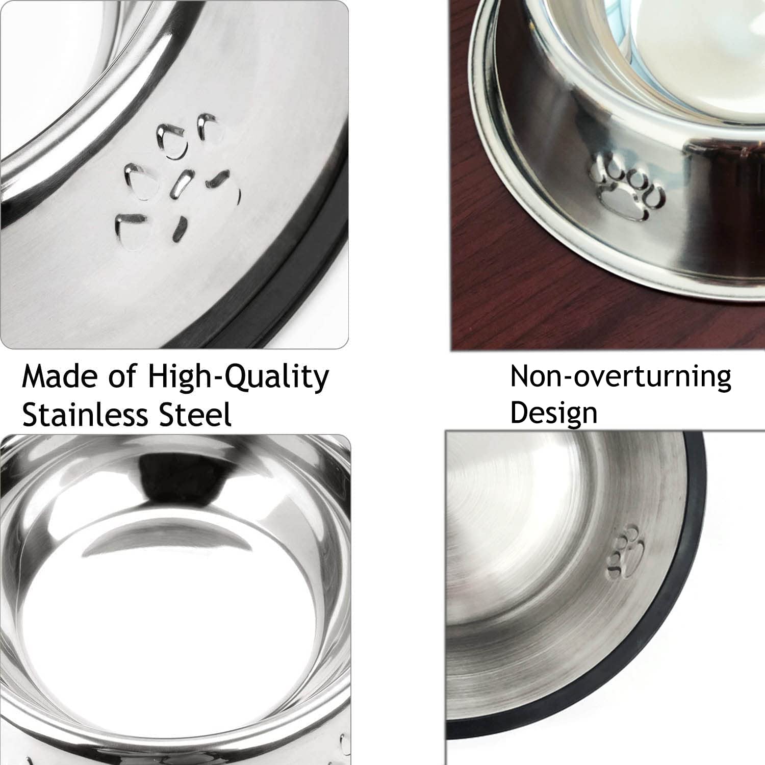 YUDANSI anti-slip dog bowl with rubber bottom prevents spills