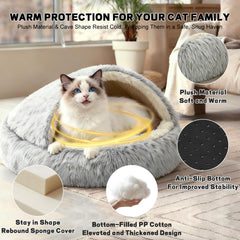 YUDANSI calming cat bed dome-entry open highlights adjustable cave entrance for easy access.