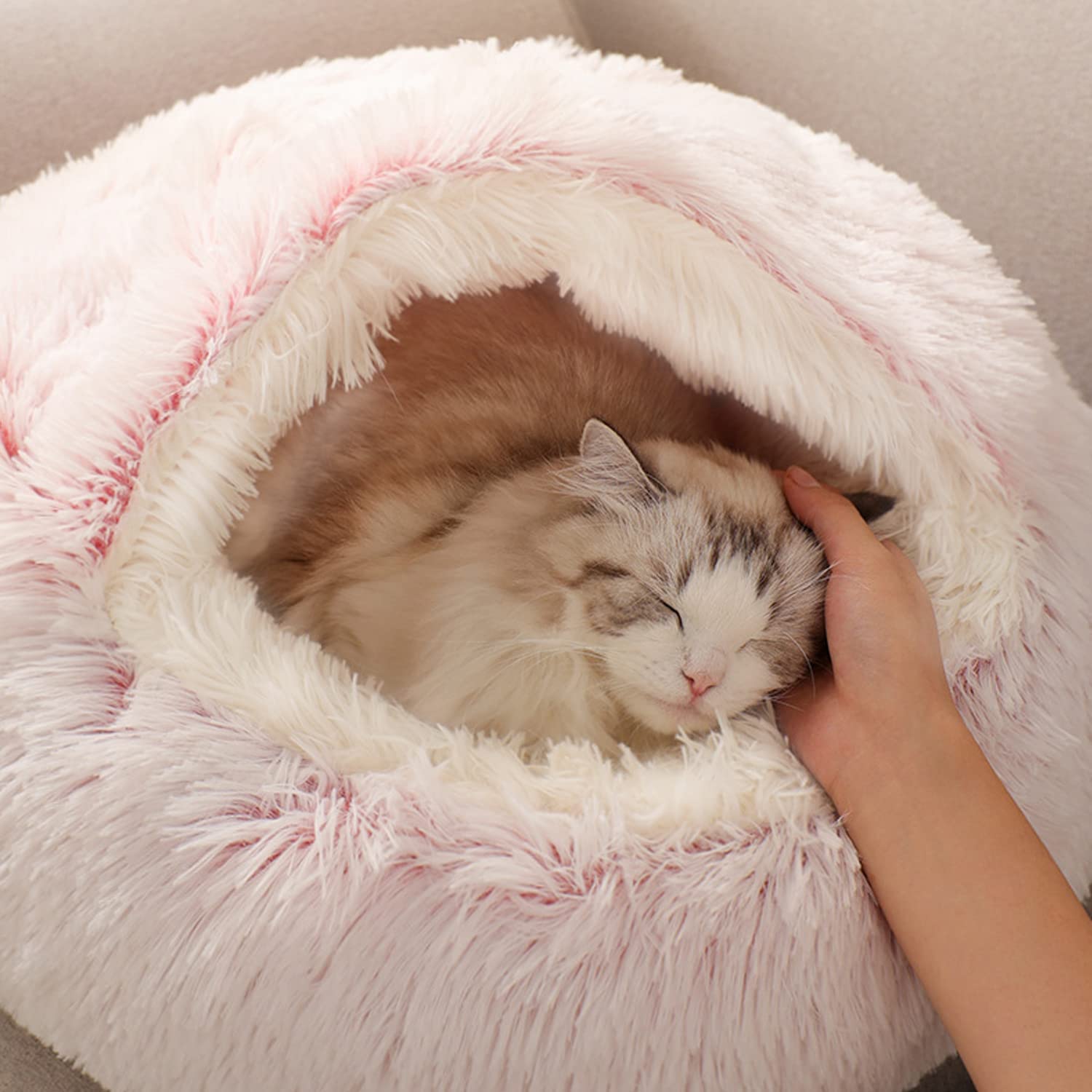 YUDANSI cat bed hooded donut design for a cozy nesting experience