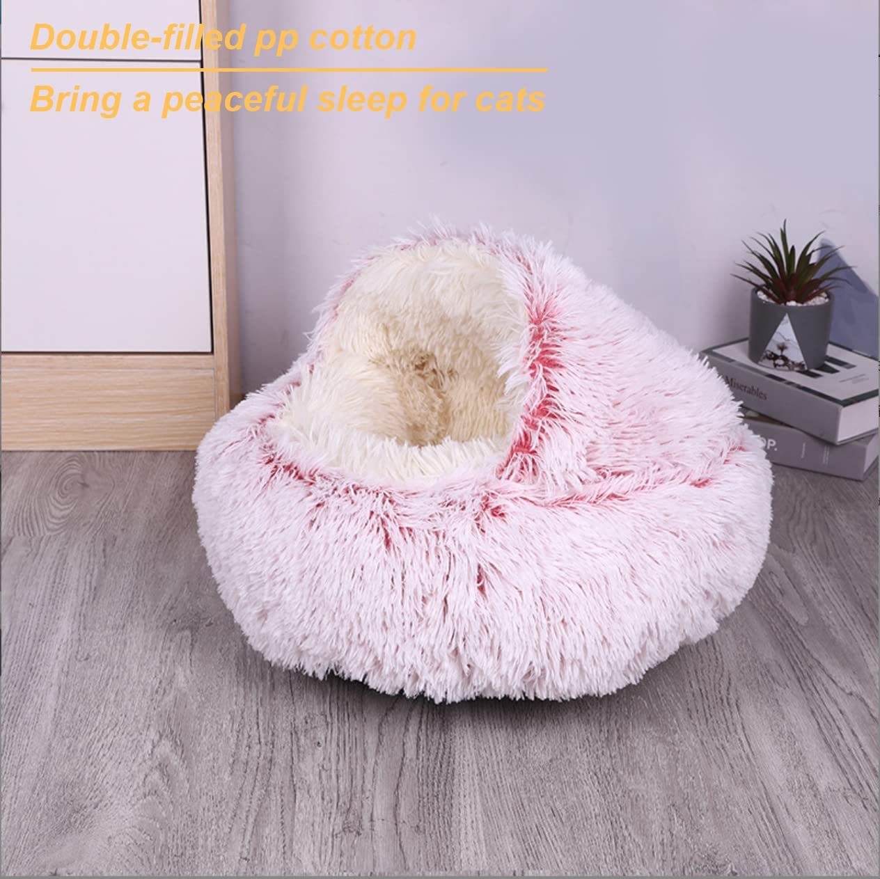 YUDANSI cat bed hooded pillow detail with thick cushion and neck support