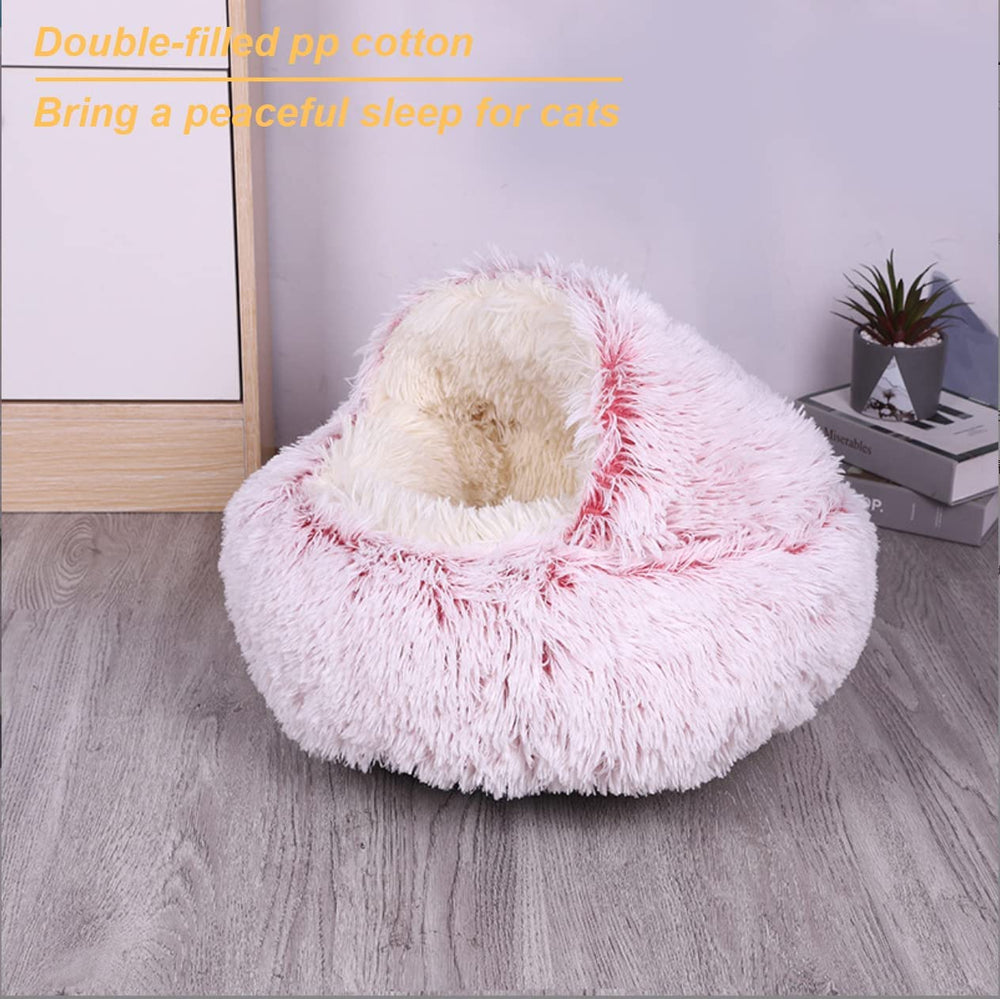 YUDANSI cat bed hooded pillow detail with thick cushion and neck support