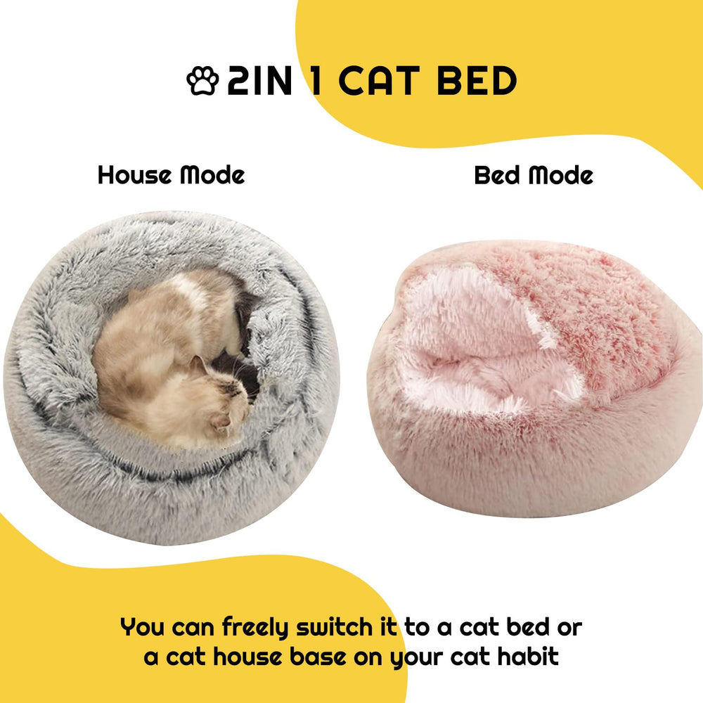 YUDANSI cat bed hooded pink interior view showing plush space
